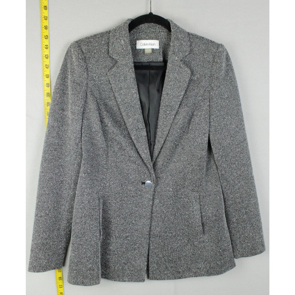 Women's Calvin Klein Dark Grey Size 6 Knit Blazer - Picture 1 of 7